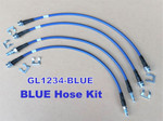 GL1234-BLUE - Extended Brake Hoses - 4 Line Kit - Defender 2004-2016 Late TD5 & PUMA - With ABS - by Gwyn Lewis Image 1 Thumbnail