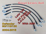 GL1235-BLACK - Extended Brake Hoses - 4 Line Kit - Defender 2004-2016 Late TD5 & PUMA - With ABS - by Gwyn Lewis Image 1 Thumbnail