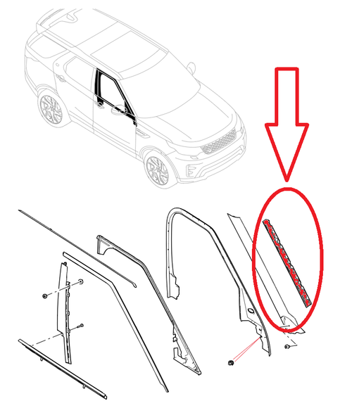 LR106792 - Inner Windshield Moulding - Right Hand Side - Discovery 5 - Genuine Land Rover