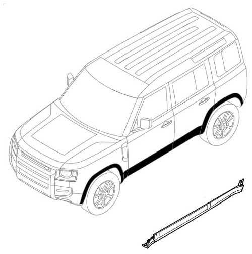 LR131563 - Left Hand Sill Moulding for Land Rover Defender 2020 - 110 Wheel Base - Genuine Land Rover Item