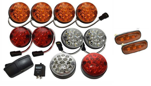 LRC1394 - Defender LED Coloured Lamp Kit in Genuine Land Rover Style - Upgrade Kit For Front and Rear Lights Including Side Repeaters