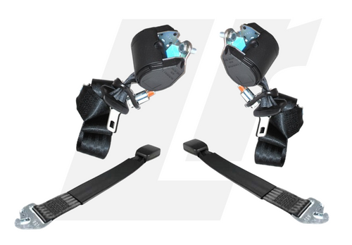 LRC11036 - Rear Outer Seat Belt Reel and Buckle Set - Land Rover Defender (1994-2007) - Includes Belts and Buckles for Right and Left Forward Facing Seats (Doesn't Fit Crew Cab)