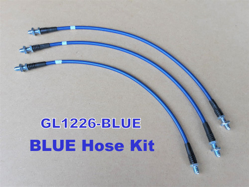 GL1226-BLUE - Extended Brake Hoses - 3 Line Kit - Defender 200TDi & 300TDi 1983-1998 - by Gwyn Lewis