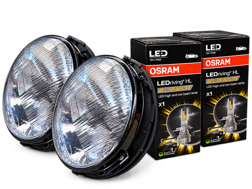 - All Weather Heritage Style LED Headlamp Kit for Land Rover Defender – Wipac 7" Lamps & OSRAM ALLSEASON LEDs