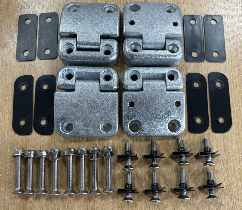 DA1070W - Full Front Door Hinge Kit for Defender (TD5 Style Heavy-Duty Door Hinges) with Stainless Steel Nut, Bolts and Plastic Shims Image 3