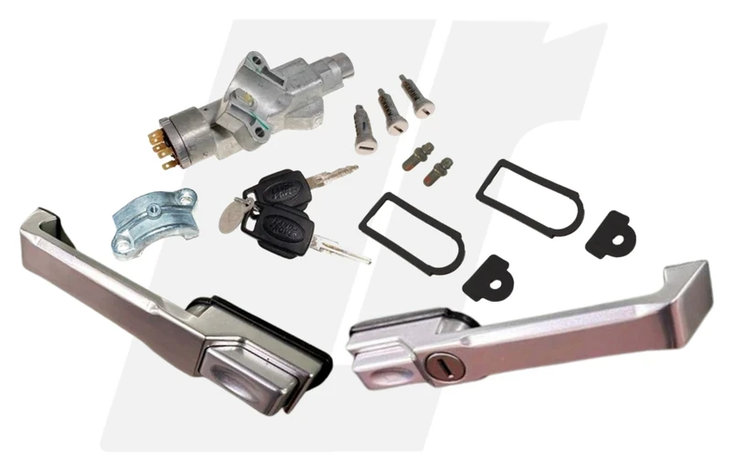 LRC10521 - Defender Front Door Handle Kit - Silver Aluminium - Fits Defender Push Button Doors - Single Key for All Doors and Ignition - Genuine Land Rover Ignition option available Image 3
