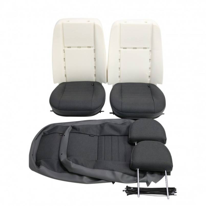 EXT317T - Defender Puma Front Outer Two Seat Quick Retrim Kit (Trimmed Headrest & Base) by Exmoor Trim - Multiple Materials Available Image 4