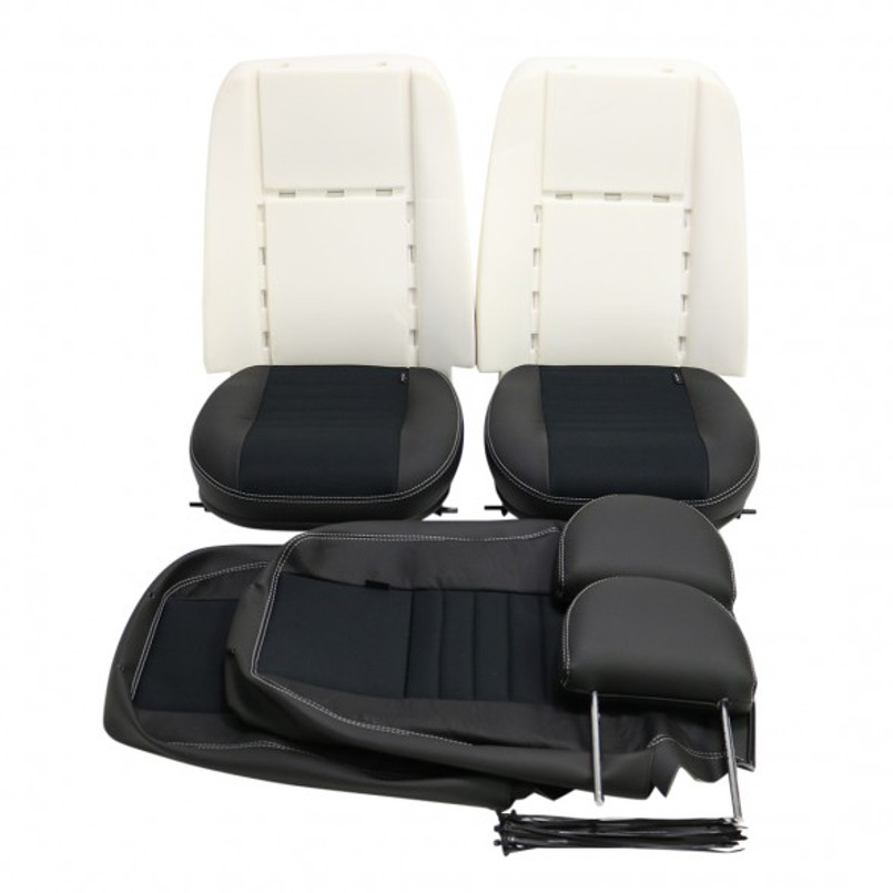 EXT317T - Defender Puma Front Outer Two Seat Quick Retrim Kit (Trimmed Headrest & Base) by Exmoor Trim - Multiple Materials Available Image 5