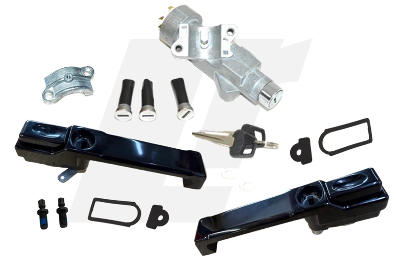 LRC11245 - Defender Front Aluminium Door Handle Kit - Black - Fits Defender Push Button Doors - Single Ignition Key for All Doors and Ignition Image 2