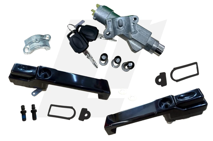 LRC11245 - Defender Front Aluminium Door Handle Kit - Black - Fits Defender Push Button Doors - Single Ignition Key for All Doors and Ignition Image 3