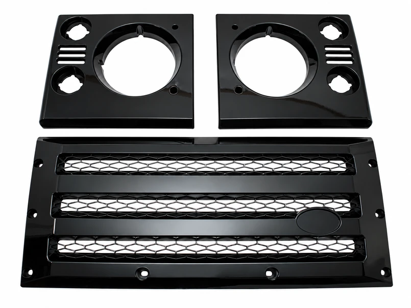 LRC6030 - Defender XS Front Grille and Headlamp Surrounds in Black Gloss Standard Grille - Fits All Defenders from 1983-2016 Image 1