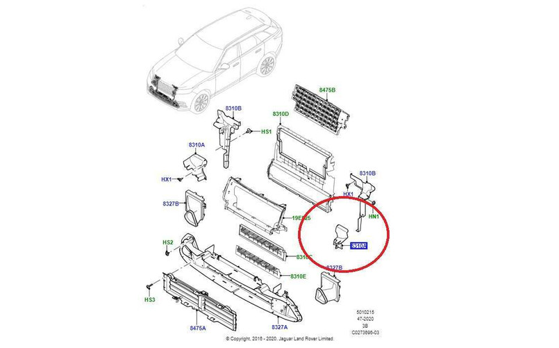 LR092685 - Left Hand Air Deflector for Range Rover Velar - Fits up to LA999999 Chassis Number - Genuine Land Rover Image 1