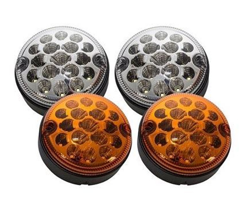 DA1274 - Defender LED Light Upgrade for Front - 2 x Side Light & 2 x Indicator Light in NAS Style with Plinths Image 1