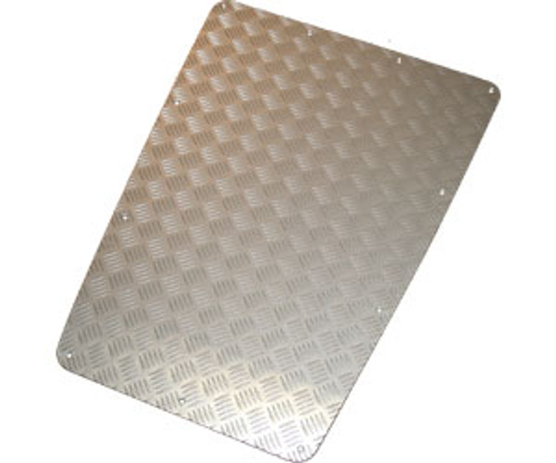 TF8200 - Bonnet Centre Chequer Plate in Satin / Silver Anodised by Terrafirma - For Defender 1983-2006 Image 1