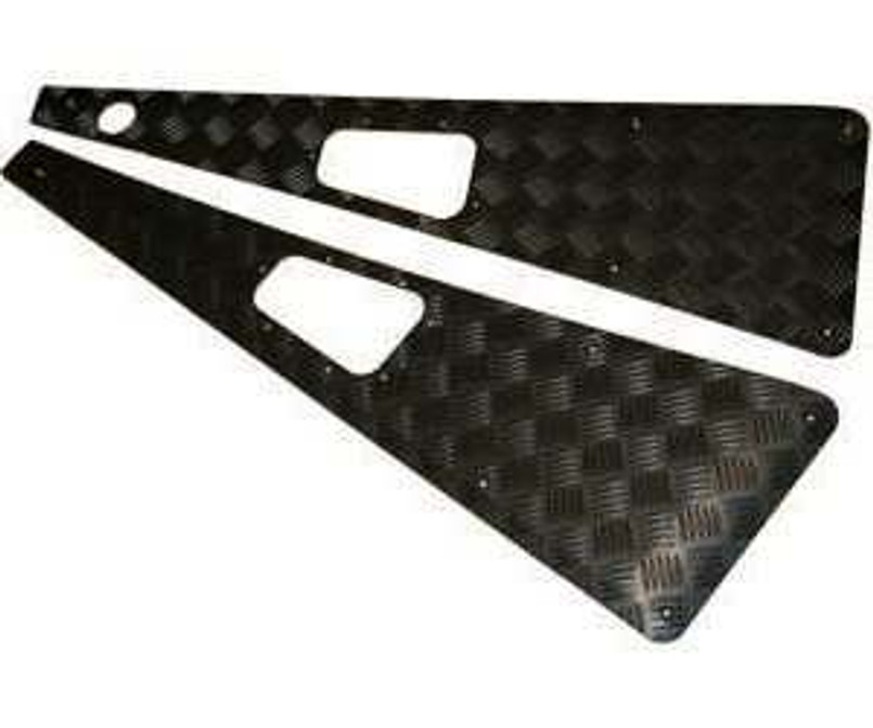 WTKIT01-LAH/B - Mammoth Branded Wing Top Chequer Plates for Land Rover Defender - in Black (With Aerial on Left Hand Side) Image 1