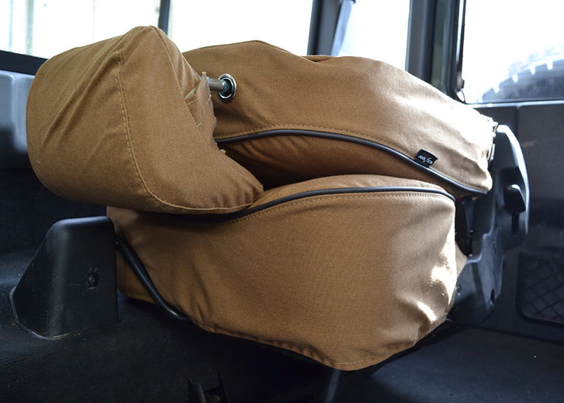 EXT019-14 - EXT019-63 - Tumble Down Canvas Seat Covers (Pair) - Defender from 2007 onwards - Sand - By Exmoor Trim Image 3