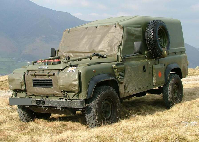 EXT243-1 - Land Rover Wolf XD Light Military Vehicle Snow Blind Windscreen MOD Approved Olive PVC - By Exmoor Trim Image 1