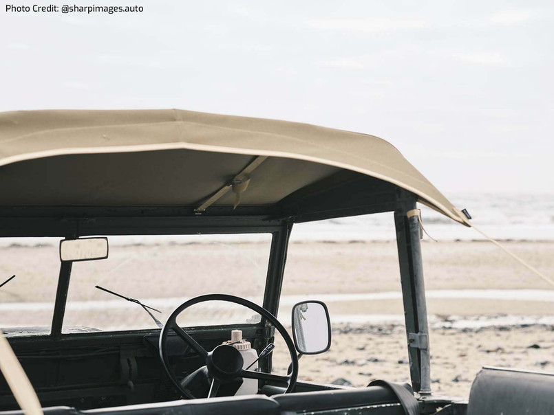 EXT253-2SAC - 88"/109 " Bikini Hood for Land Rover Series - Sand Canvas for LWB or SWB - By Exmoor Trim Image 2