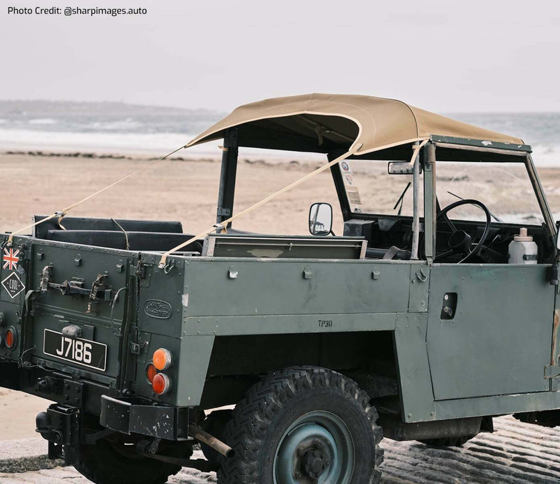 EXT253-2SAC - 88"/109 " Bikini Hood for Land Rover Series - Sand Canvas for LWB or SWB - By Exmoor Trim Image 3