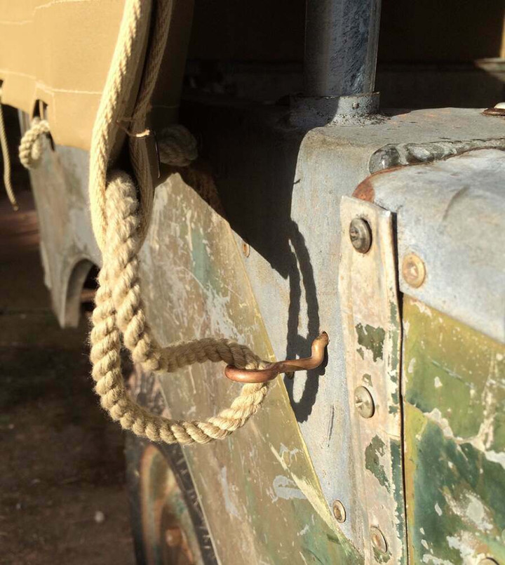 EXT294-2 - Land Rover Series 1 80" Brass Rope Hooks (Pair) - By Exmoor Trim Image 4