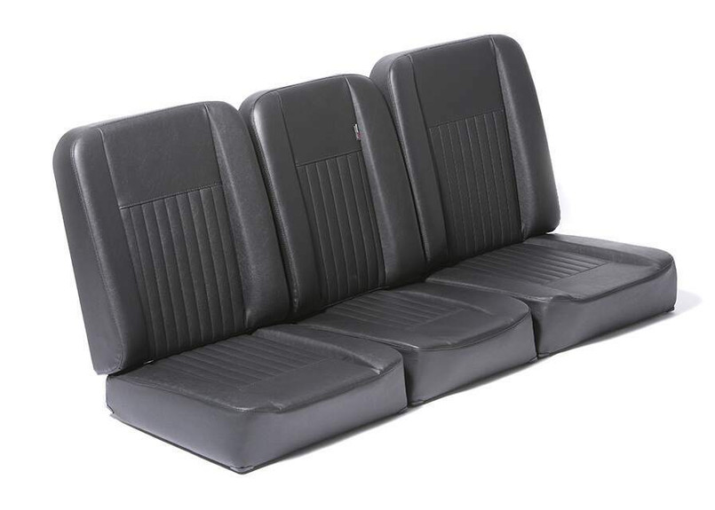 EXT378-1 - Land Rover Series 3 Deluxe Full Front Seat Set Black Vinyl - By Exmoor Trim Image 1