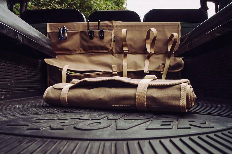 EXT382-42 - Land Rover Series Canvas Bulkhead Storage Bag with Tool Roll - Sand - By Exmoor Trim Image 3