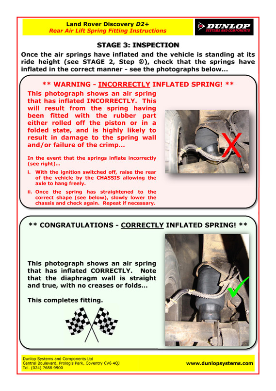 DA5091 - Extended Air Suspension Springs - Rear Lifted Air Bag by Dunlop - Plus 2" - Comes as a Pair  - For Discovery 2 (1998-2004) Image 7