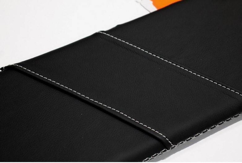 LRC34212 - Black Leather Sun Visors with White Stitch Suitable for Defender Vehicles - By Lucari -Comes as a Pair Image 3
