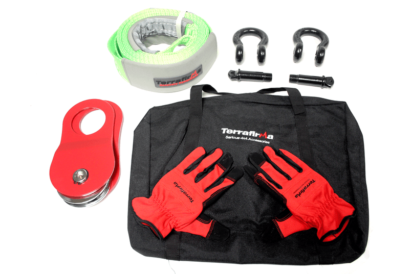 TF3316 - Winch Accessory Kit  - By Terrafirma - Includes Tree Strap, Snatch Block, 2 x Shackles, Bag and Gloves Image 1