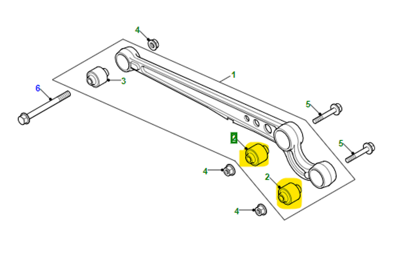 RBX101680YELLOW - Front Radius Arm Polyurethane Bush in Yellow for Discovery 2 - Fits Radius Arm to Axle (See Diagram for Location) Image 3
