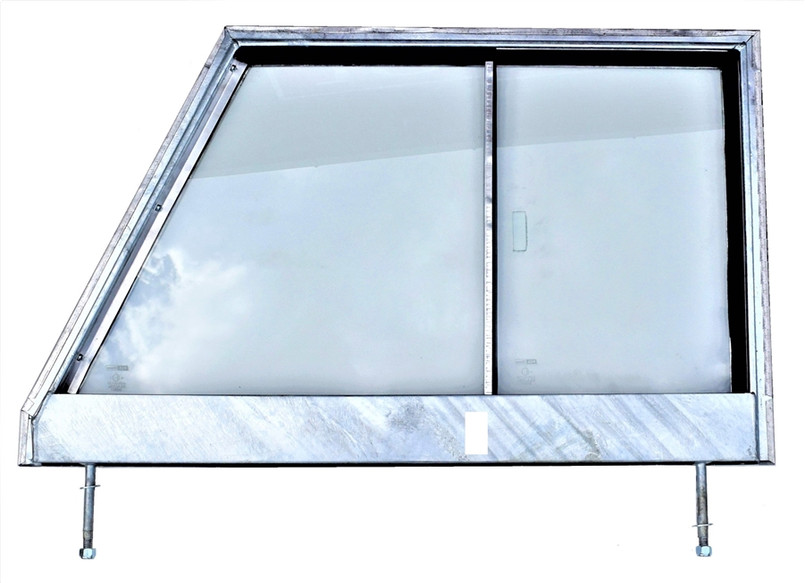 MTC5382G-GALV - Land Rover Series 3 Right Hand Galvanised Door Top - With Glass - Fully Glazed - For Vehicles with Plastic Catch - Galvanised Frame Image 1