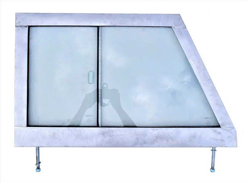 MTC5382G-GALV - Land Rover Series 3 Right Hand Galvanised Door Top - With Glass - Fully Glazed - For Vehicles with Plastic Catch - Galvanised Frame Image 2