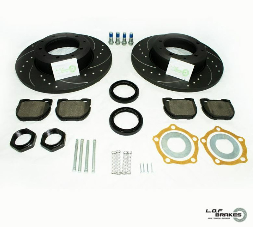 LRC2351 - LOF POWERspec Rear Brake Kit for Land Rover Defender 110 (1998-2016) - Uprated High Effect Braking for Fast / Heavy Loaded Land Rovers Image 1
