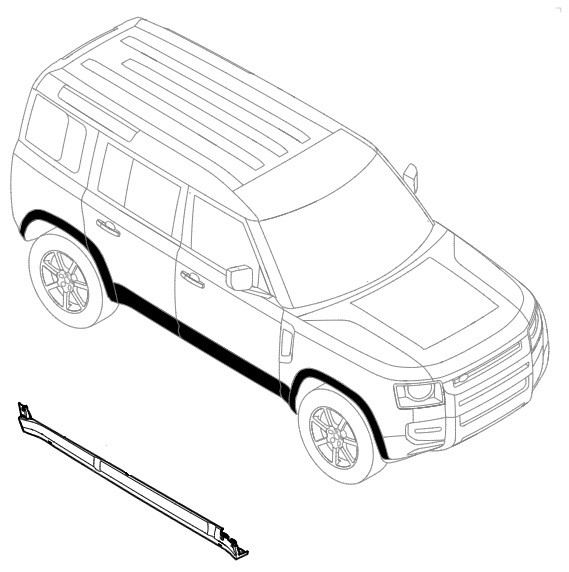 LR131562 - Right Hand Sill Moulding for Land Rover Defender 2020 - 110 Wheel Base - Genuine Land Rover Item Image 1