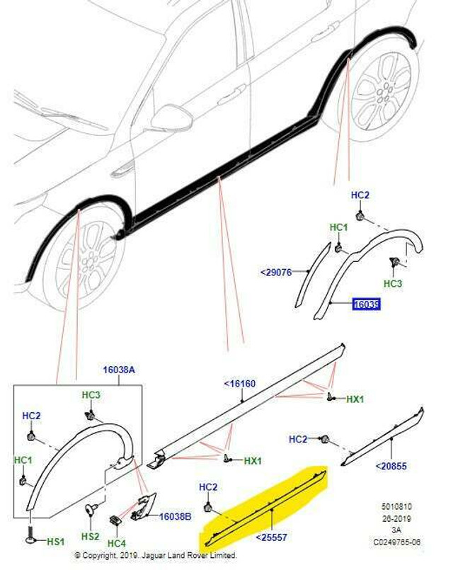 LR140279 - Left Hand Door Moulding Outside Discovery Sport With Lower Cladding - Genuine Land Rover Item Image 1