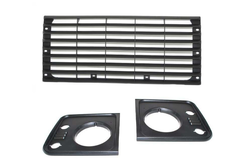 LRC2377 - Land Rover Defender Front Grille and Headlamp Surround Kit In Black Plastic - Fits All Vehicles from 1983-2016 (TD5 Style Surrounds) Image 1