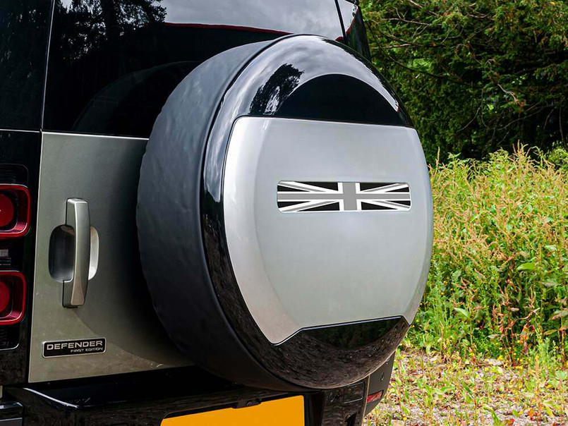 STICKER-UNION-FG - Britpart Sticker for Land Rover Defender 2020 Spare Wheel Cover - Union Jack Sticker in Grey Image 3