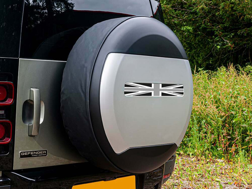 STICKER-UNION-FG - Britpart Sticker for Land Rover Defender 2020 Spare Wheel Cover - Union Jack Sticker in Grey Image 4