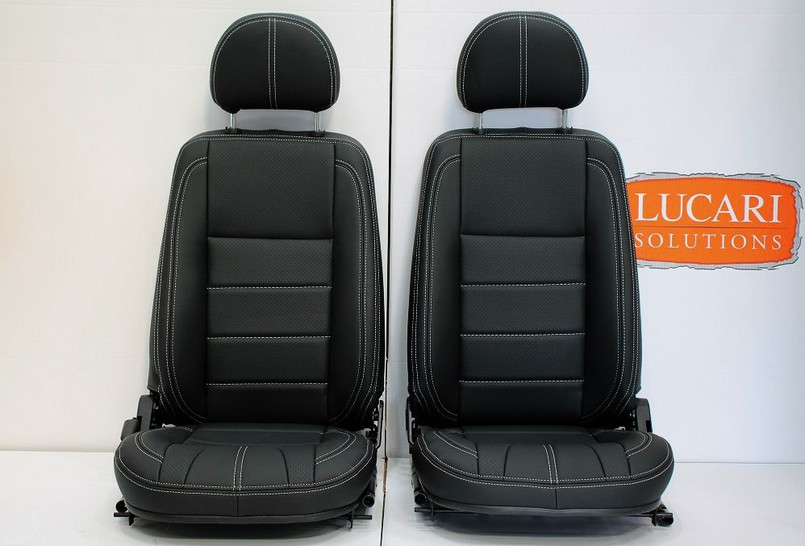 LRI1165 - Black Grained Vinyl White Stitch TDCI Front Seats for DEFENDER 90/110 Image 1