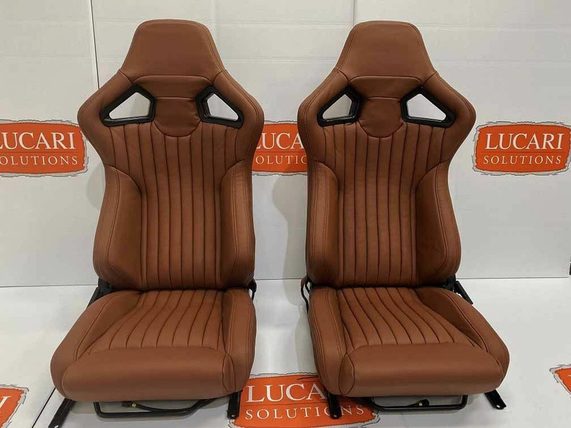 LRI1190 - Pair of RXI Low Base Fluted Tan Leather Heated Front Seats for Defender Image 4
