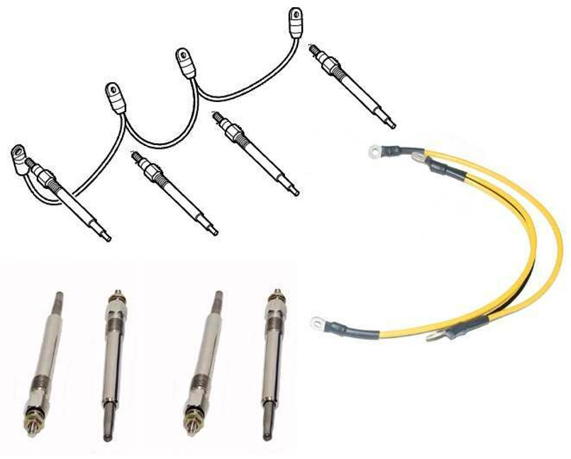 LRC2460 - Heater Plug Kit including Wiring for 200TDI and 300TDI - Fits Land Rover Defender, Discovery 1 and Range Rover Classic Image 1