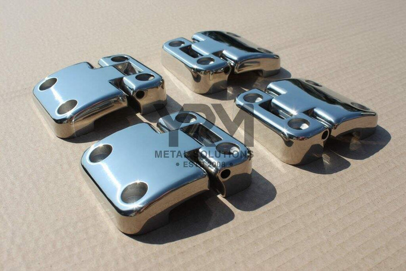 YRM152 - Stainless Steel 2nd Row Door Hinge Kit - For Land Rover Defender - Manufactured by YRM Metal - Complete with Stainless Fixings Image 1