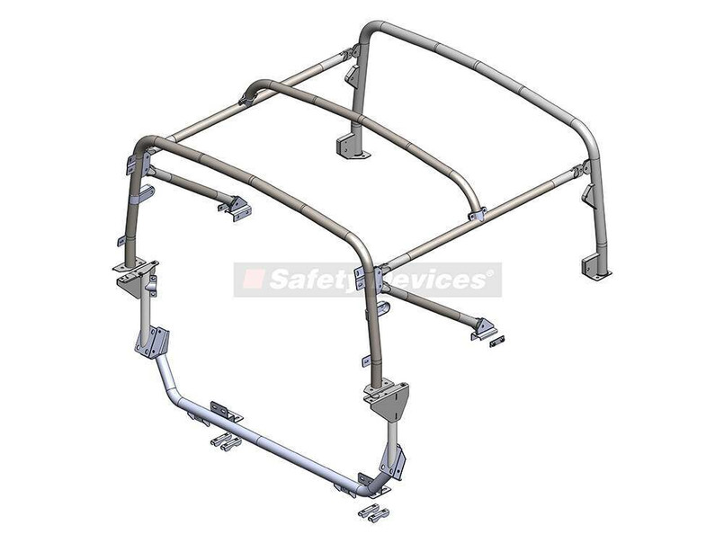 RBL3017SSS - Safety Devices Roll Cage for Land Rover Defender - For 90 Soft Top (Two Door) Fits 2007-2015 - 6 Point Bolt-in Internal Rear Heavy-duty Hood  Stick Replacement Image 1