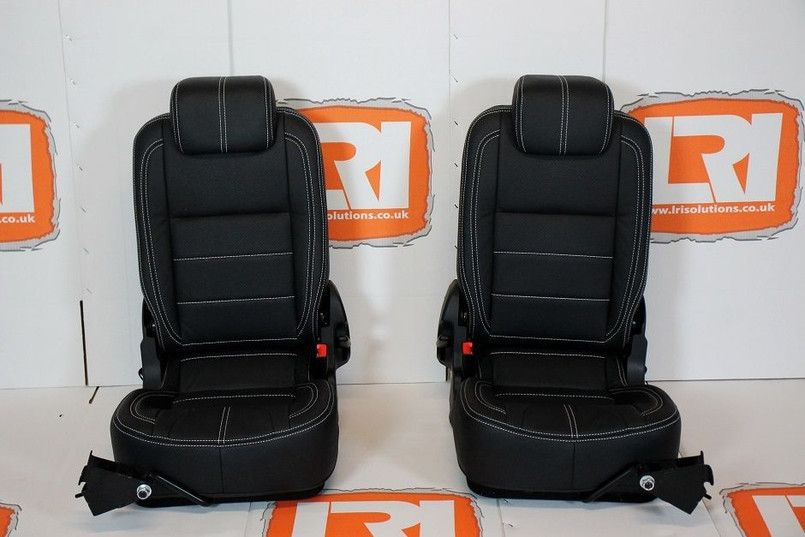 LRI33040 - Full Leather White Stich Pair 3rd Row Tumble Down TDCI Seats - Land Rover Defender 90/110 - By Lucari Image 1