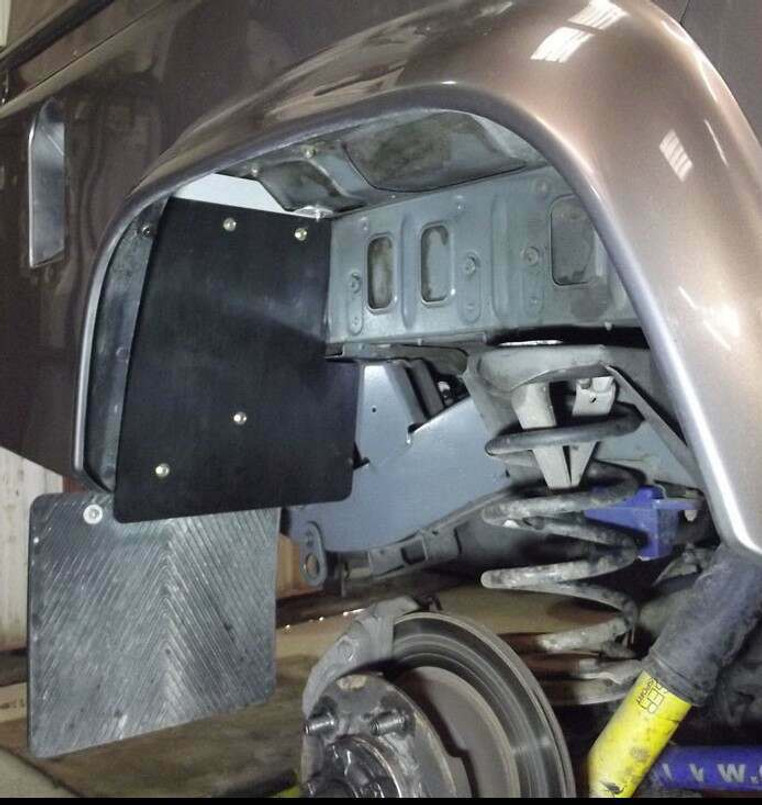GL1008-BLACK - Rear Mudflap Mounting Kit and Shields for Land Rover Defender 110 & 130 (With Square Tub) - In Stainless Steel Powder Coated in Black by Gwyn Lewis 4x4 Image 5