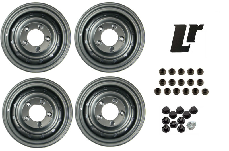 ANR4583PM - Genuine Land Rover Satin Black Steel Wolf Rim Tubeless - 16  X 6.5J - Defender Requires FRC7577 Studs - GENUINE BOXED WHEELS - Set of Four Steel Wheels with 16 Nuts plus Locking Nuts Image 1