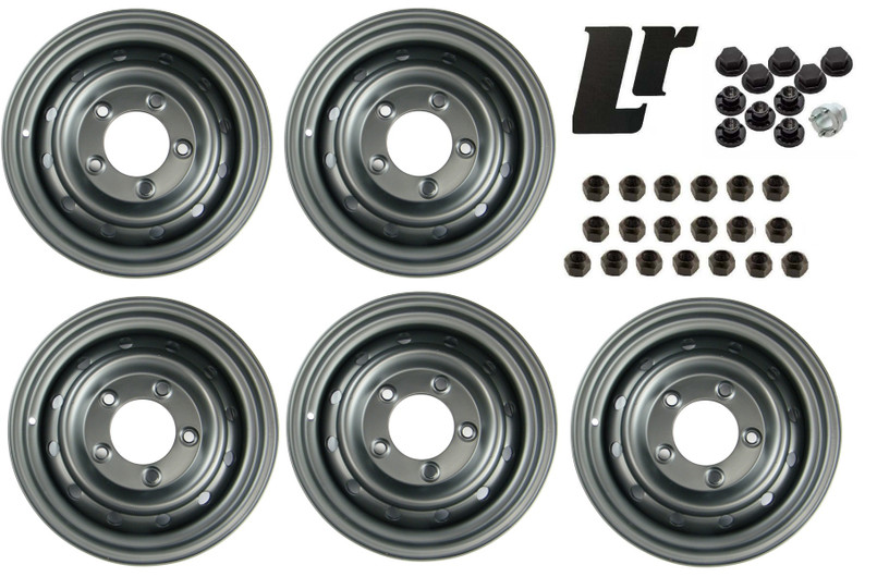 ANR4583PM - Genuine Land Rover Satin Black Steel Wolf Rim Tubeless - 16  X 6.5J - Defender Requires FRC7577 Studs - GENUINE BOXED WHEELS -Set of Five Steel Wheels with 19 Nuts plus Locking Nuts Image 1