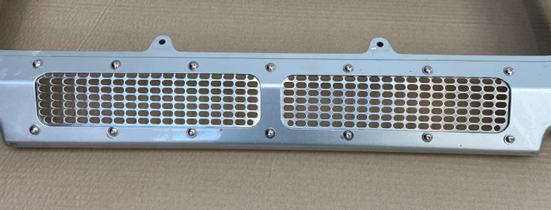 YRM408 - 316 Stainless Steel Lower Grille for Air Con Panel on Land Rover Defender - Supplied With Nut and Bolts to Fit - Manufactured by YRM Metal Image 1