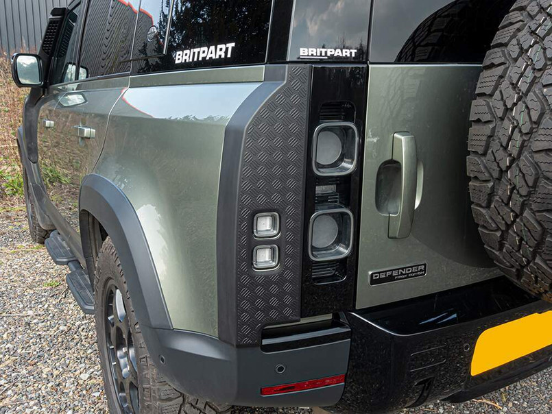 DA2976 - Chequer Plate Style Trim Kit for the Rear Lights on Land Rover Defender 2020 Onwards - By Britpart - Comes as a Pair Image 2