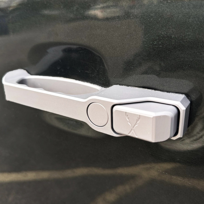 EXT014-31 - Defender Aluminium Door Handles - Comes as a Pair in Silver Billet Aluminium - Can Be Fitted to Either Front or Rear - by Exmoor Trim Image 1